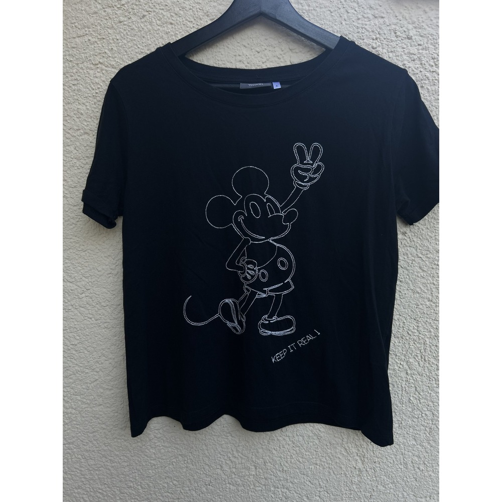 Yussico Mickey Mouse Keep It Real Graphic Tee Black Short Sleeve T-Shirt S